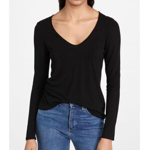 Charlotte Russe Black Scoop Neck Long Sleeve Top Size S Coquette Minimalist